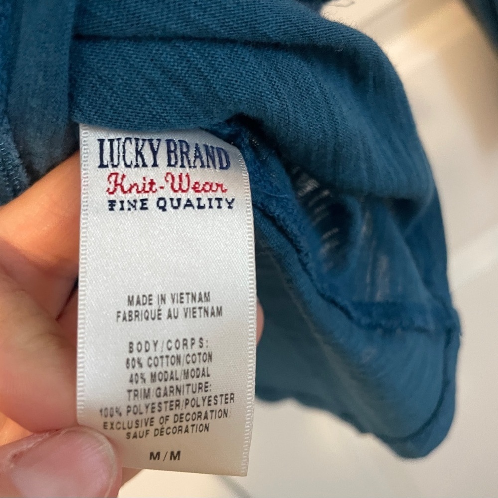 Lucky Brand Teal Long Sleeve Pintuck Blouse – Size M, Boho Style - Picture 4 of 7